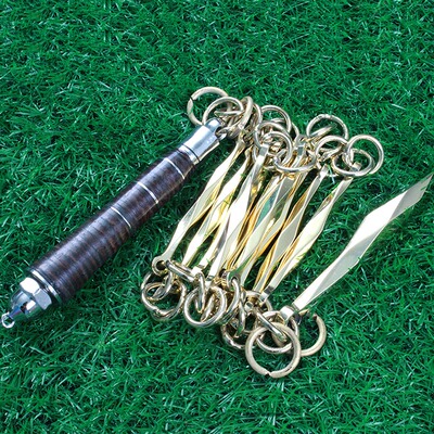 煌安博 皮把手铜制八棱九节鞭 表演鞭 实战鞭 防身鞭 健身甩鞭