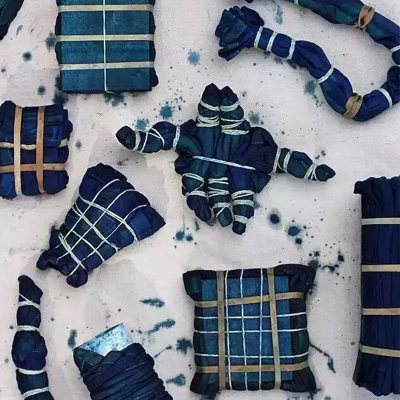 传统夹板蓝粉靛蓝麻绳扎花雪糕手工套装包套装白族扎染