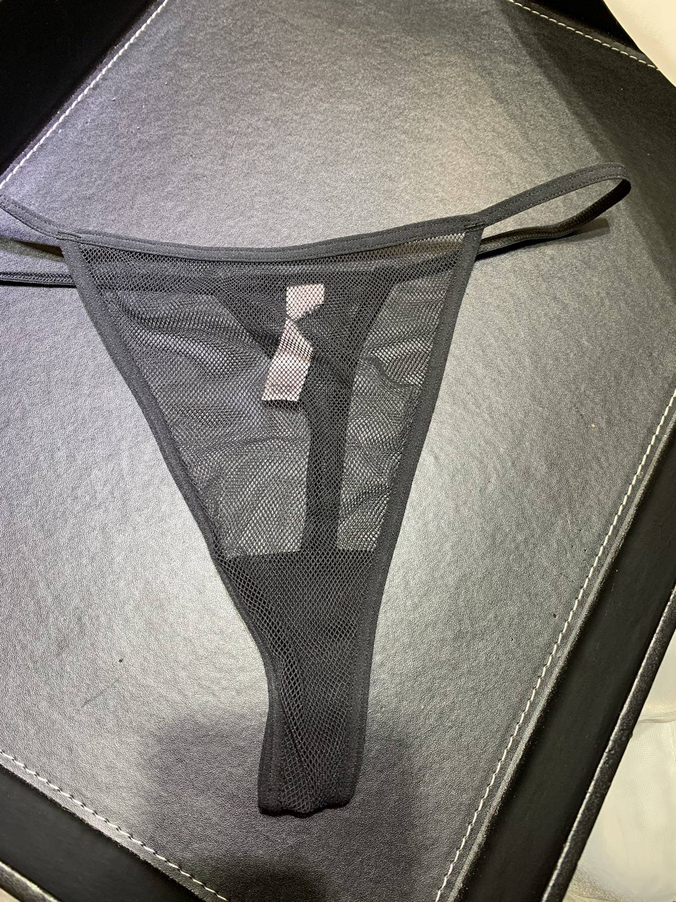 轻奢黑色网纱透明女士丁字内裤网眼性感火辣平角裤