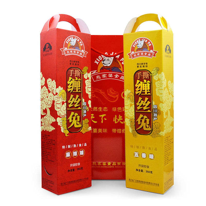 四川特产广汉熊家婆缠丝兔350g 五香麻辣味兔肉小吃缠丝兔礼盒装