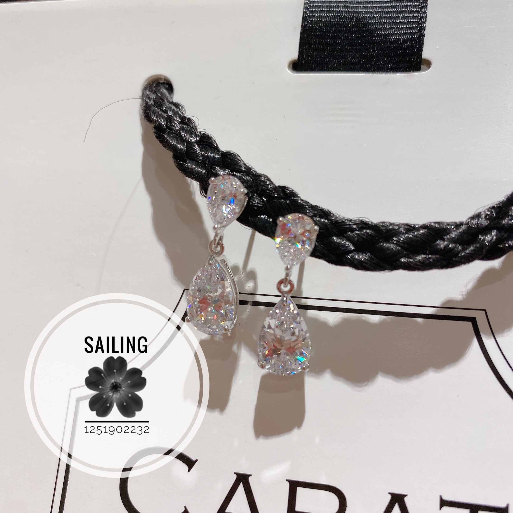 香港专柜代购英国caratlondon水滴人造钻石耳环耳环