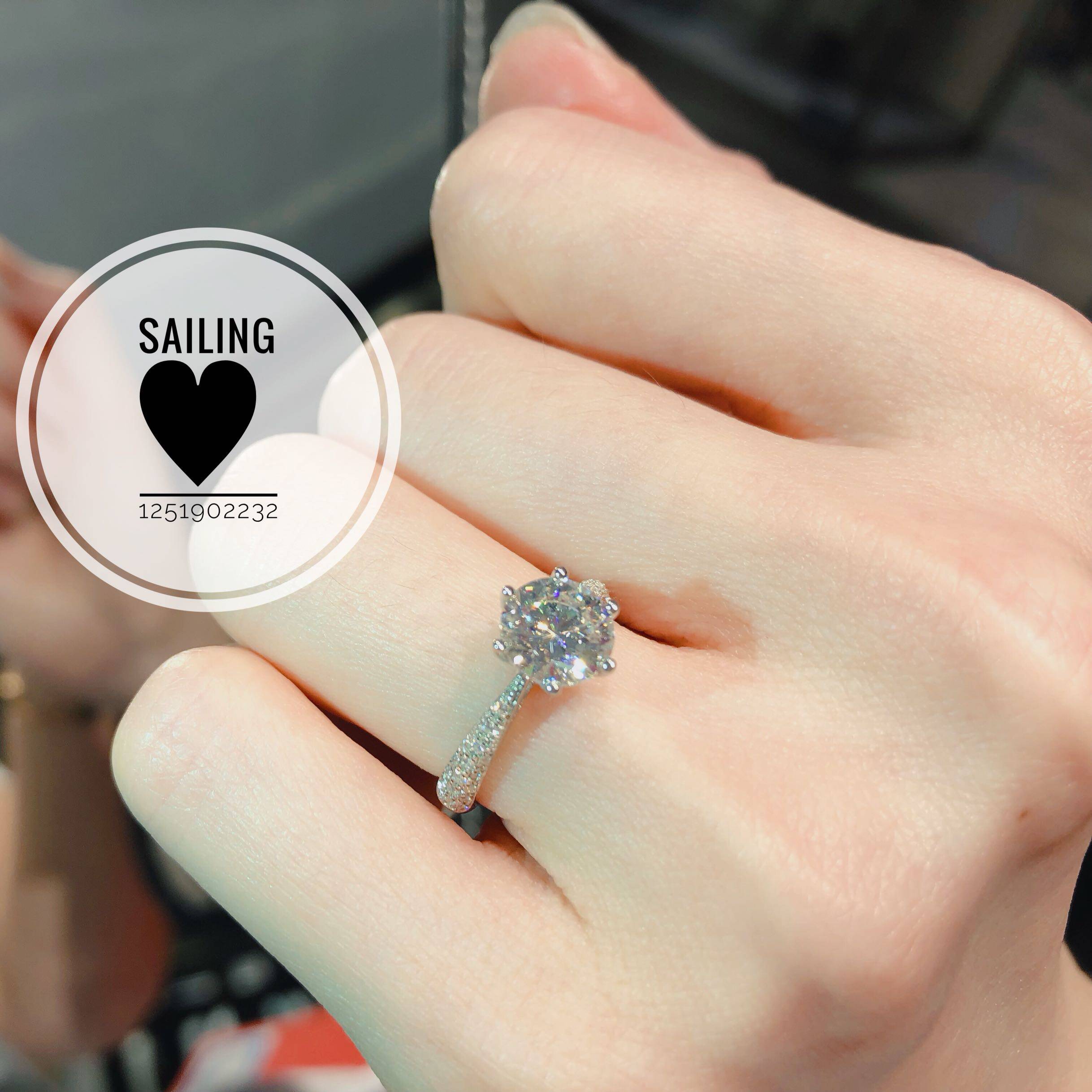 现货1.2克拉圆形人造钻石vvs完美切工人工钻戒戒指