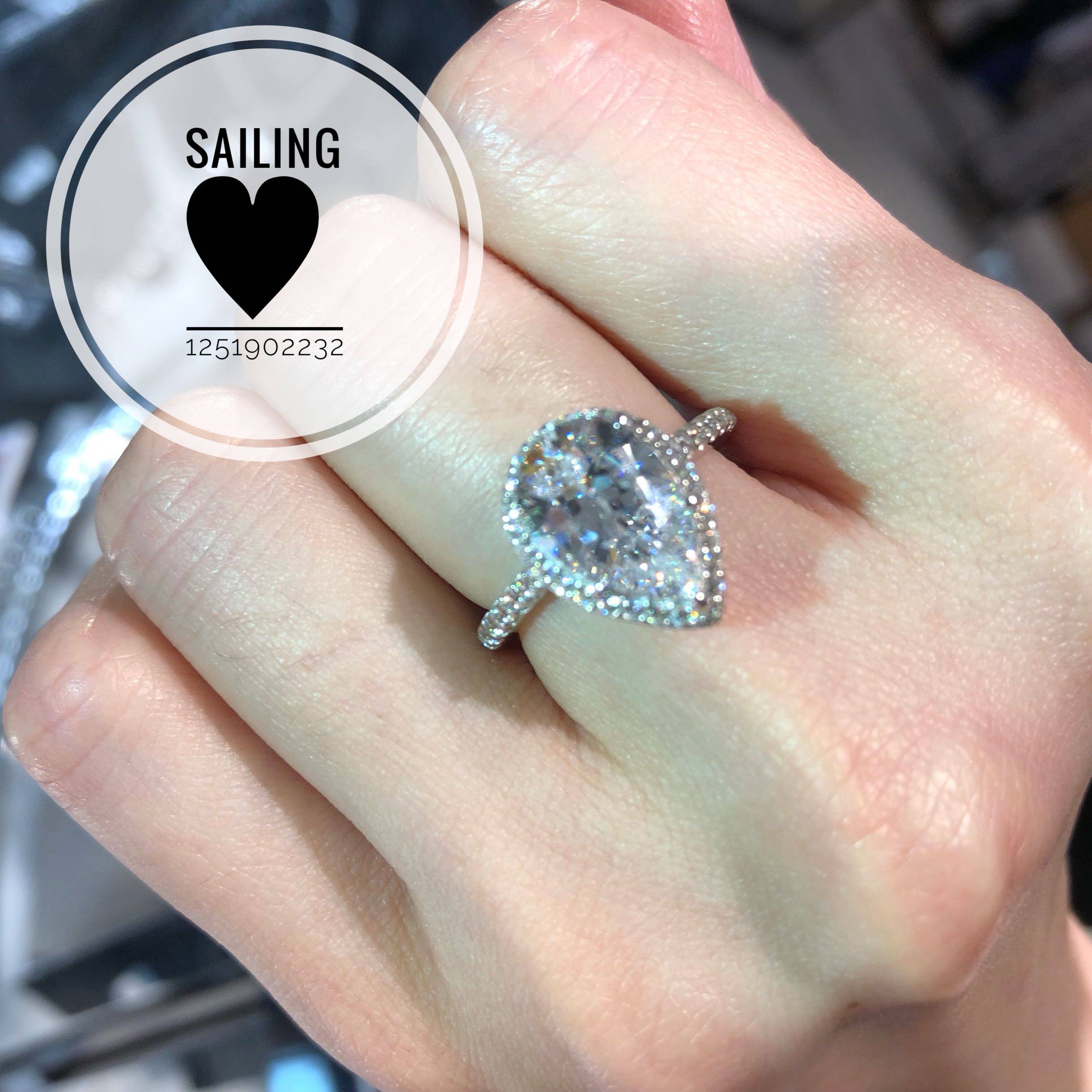 现货香港专柜代购英国caratlondon水滴人造钻石戒指