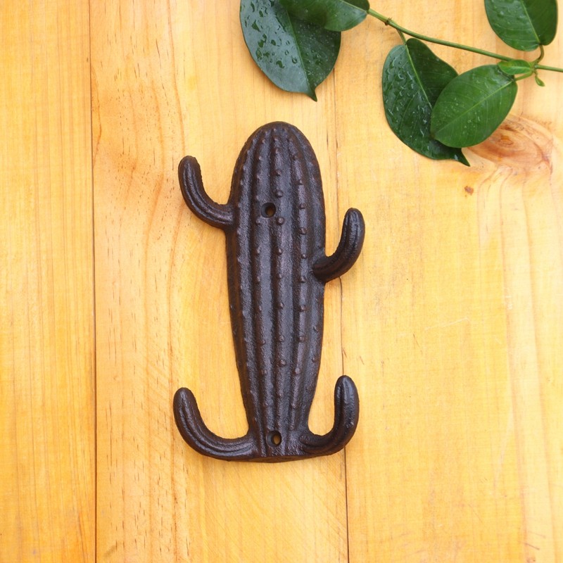 挂钩复古田园铸铁仙人掌壁挂挂勾打孔创意个性可爱装饰挂钩