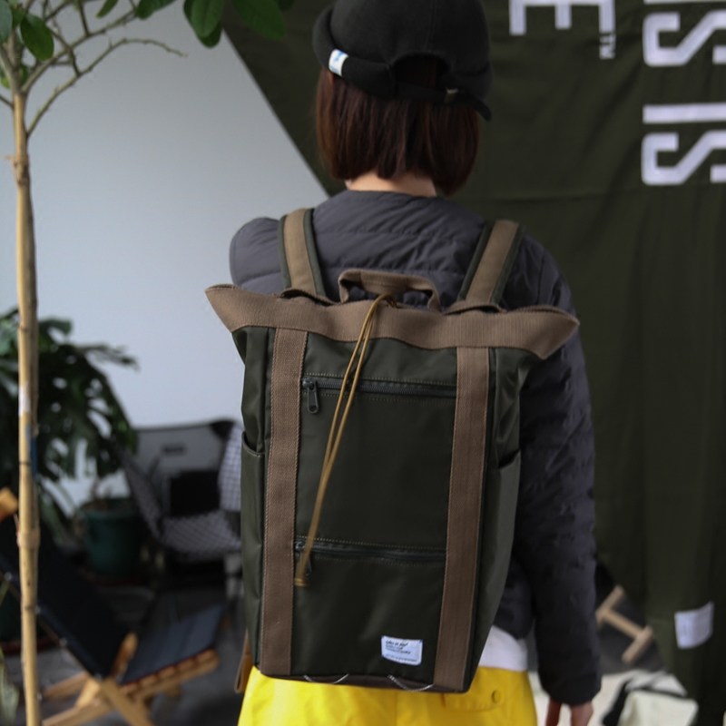 julesetjim祖与占军绿抽绳复古双肩包手提侧拉双肩背包