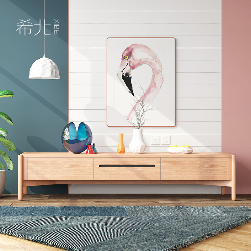 173实木电视柜 原木色简约现代小户型ins风客厅组合 北欧电视柜