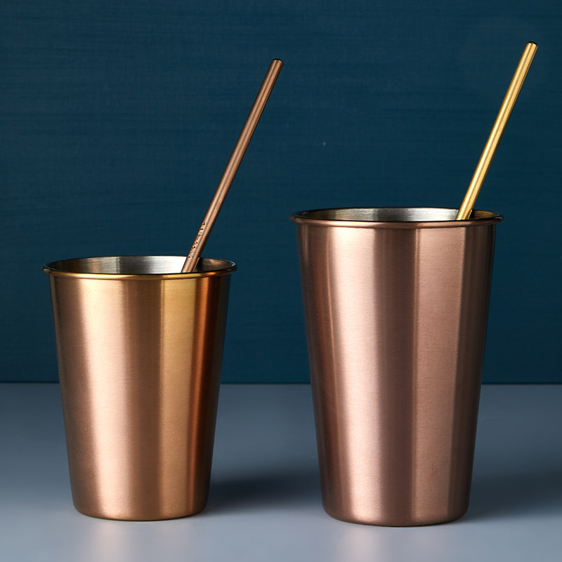 冷饮杯 潮流工业风金属杯子 创意古铜色304不锈钢啤酒杯果汁水杯 - in