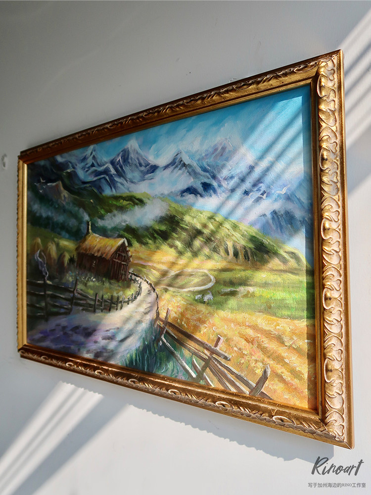 犀牛艺廊竹节金框美国纯手绘lara meintjes南非风油画粉色天堂