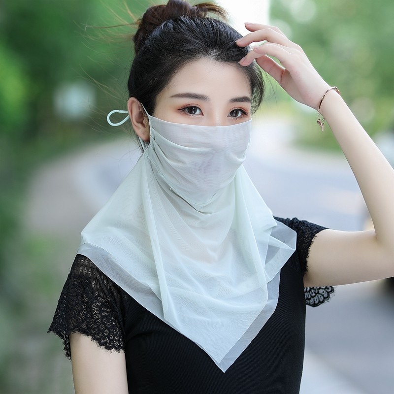 夏季薄款网纱防晒面纱蒙面遮脸护颈防紫外线开车防晒面纱