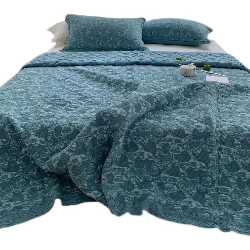 有氧韩国正品提花华夫格洛丽塔加棉呼吸床盖四件床盖