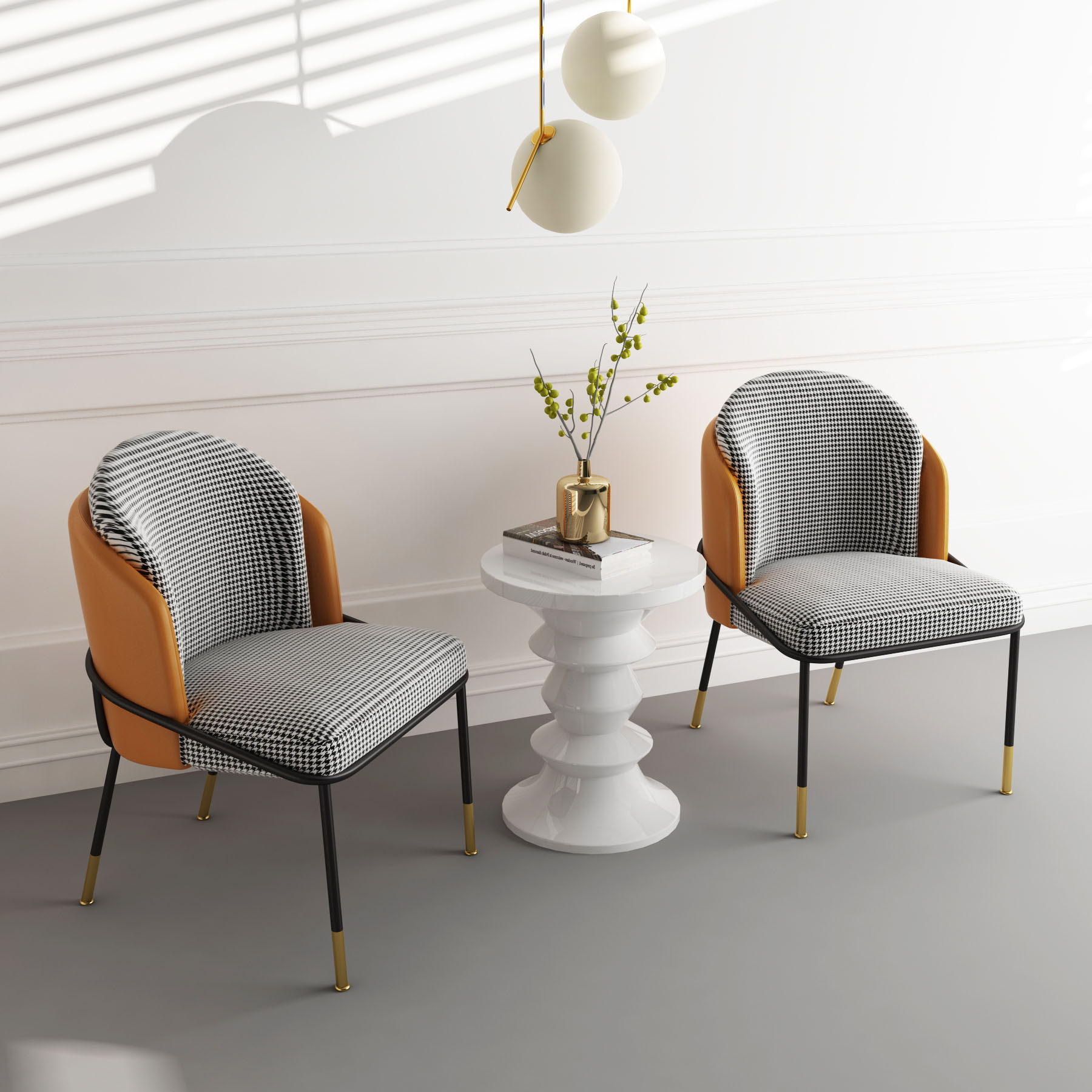 北欧餐椅家用轻奢布艺靠背现代极简书桌桌椅餐椅