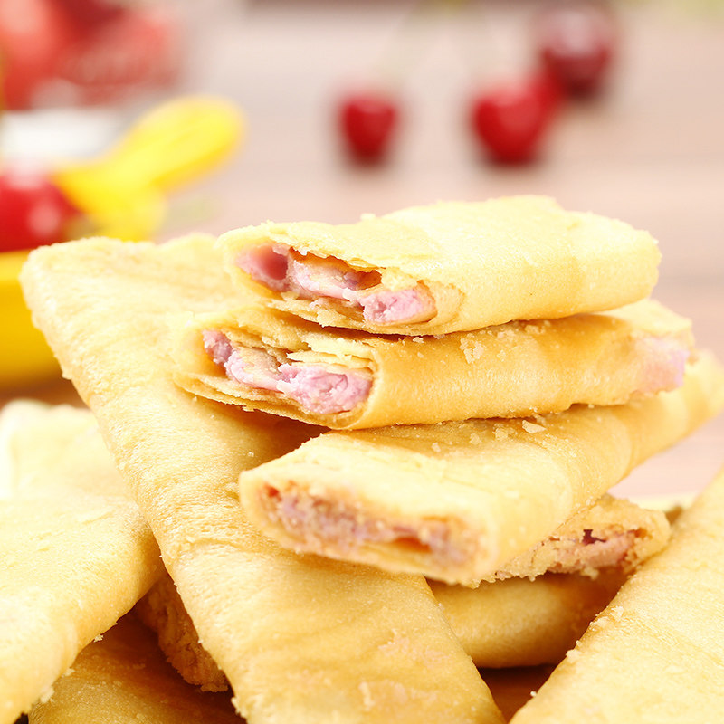 车厘子味夹心酥美伦多夹心酥蛋卷儿童饼干糕点258g休闲办公室零食