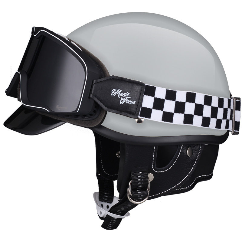 夏季复古头盔日式男女电动车半盔金吉拉巡航情侣瓢盔机安全盔小盔