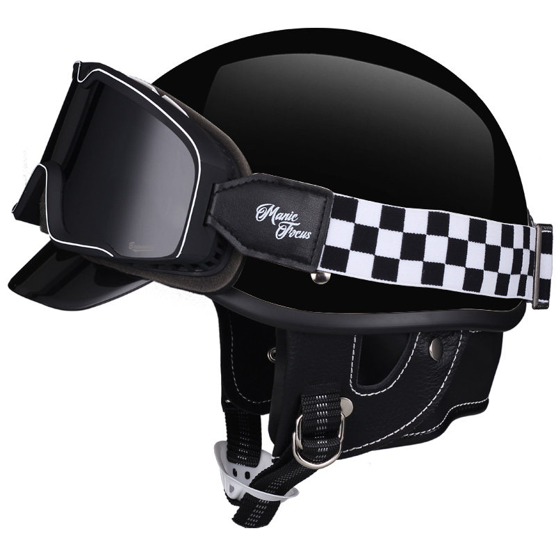 夏季复古头盔日式男女电动车半盔金吉拉巡航情侣瓢盔机安全盔小盔