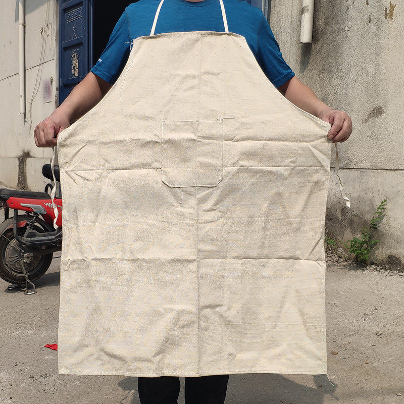 围裙白色帆布加厚耐磨搬运隔热美术绘油画画围裙