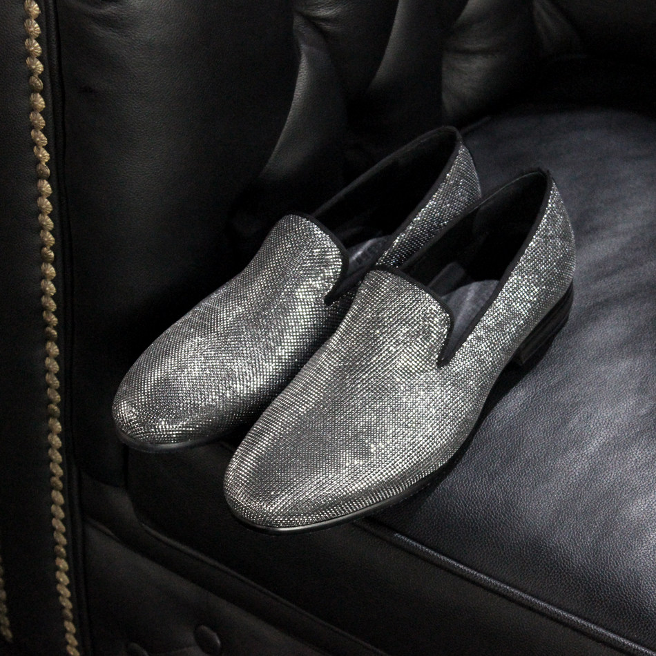 jiniwu吾倪2022银色乐福绅士简约时尚尚亮闪套脚休闲皮鞋