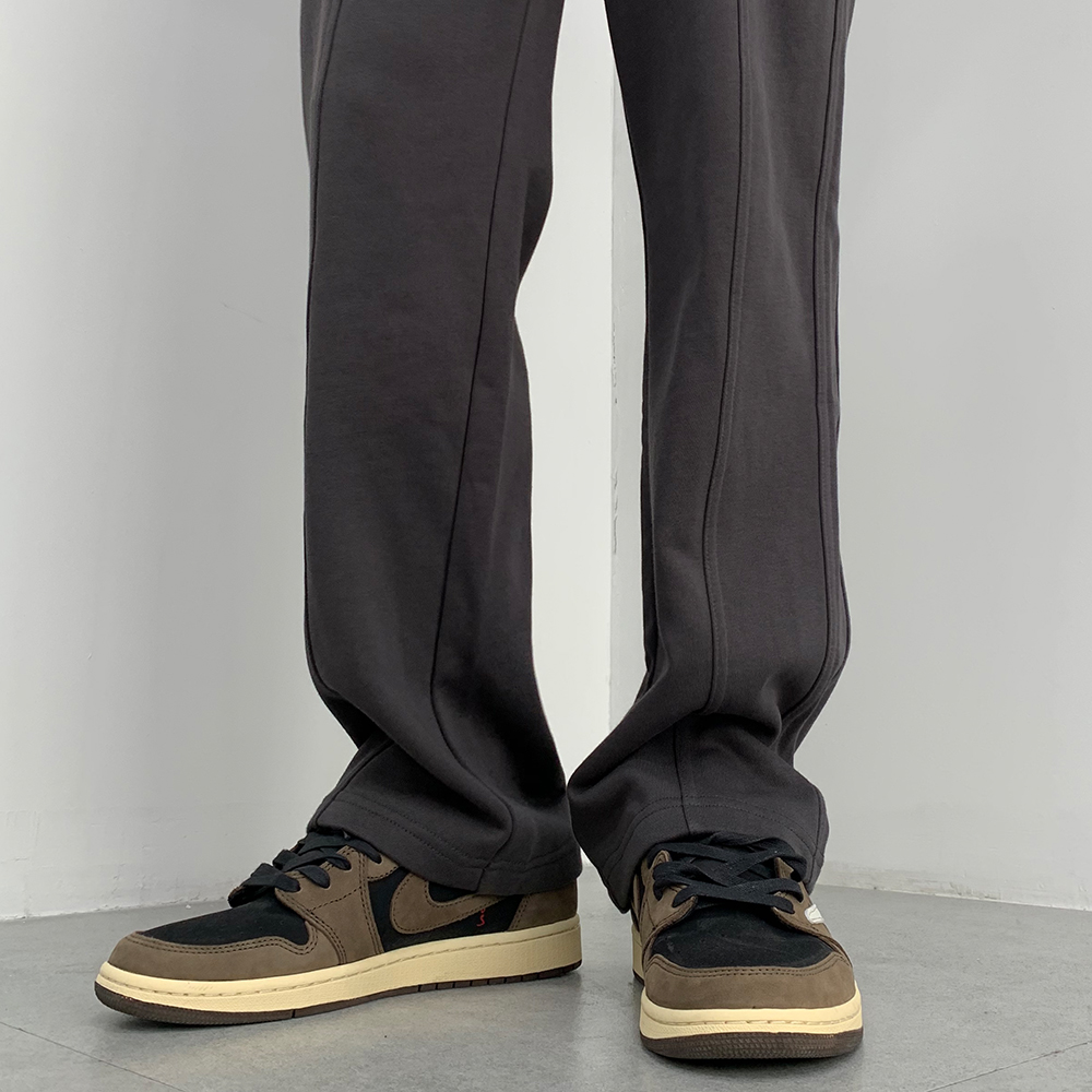 akinzhi 拼线春夏直筒休闲裤子男女宽松长裤子卫裤高街复古运动裤