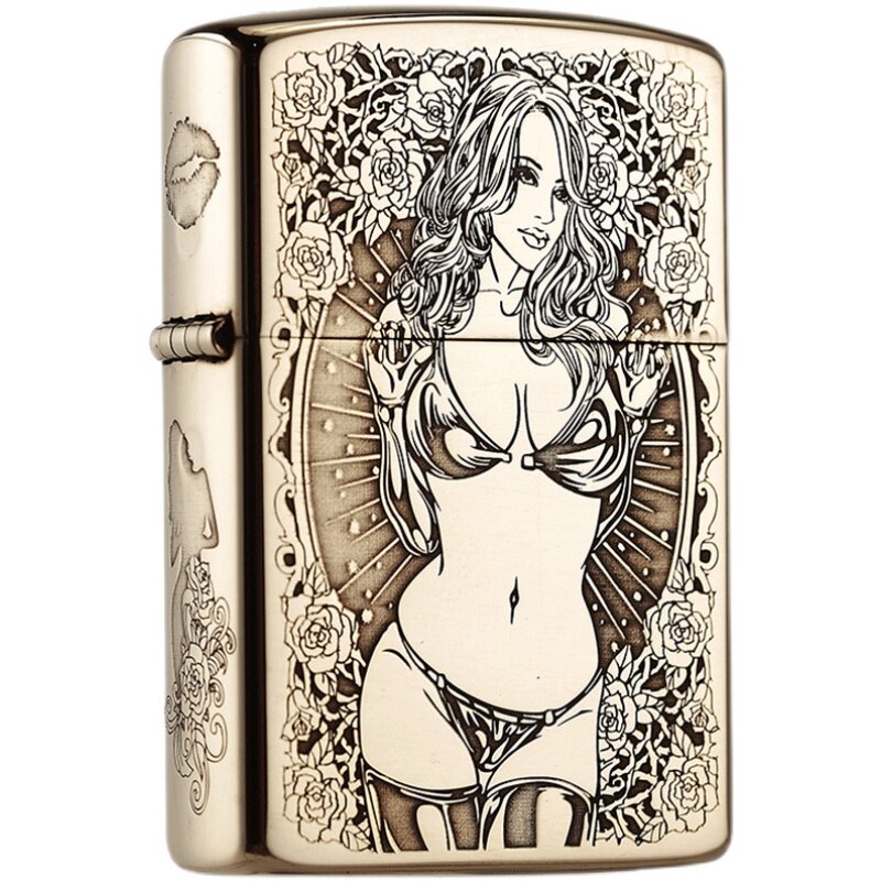打火机佐罗煤油美女五面浮雕老式怀旧创意防风煤油打火机