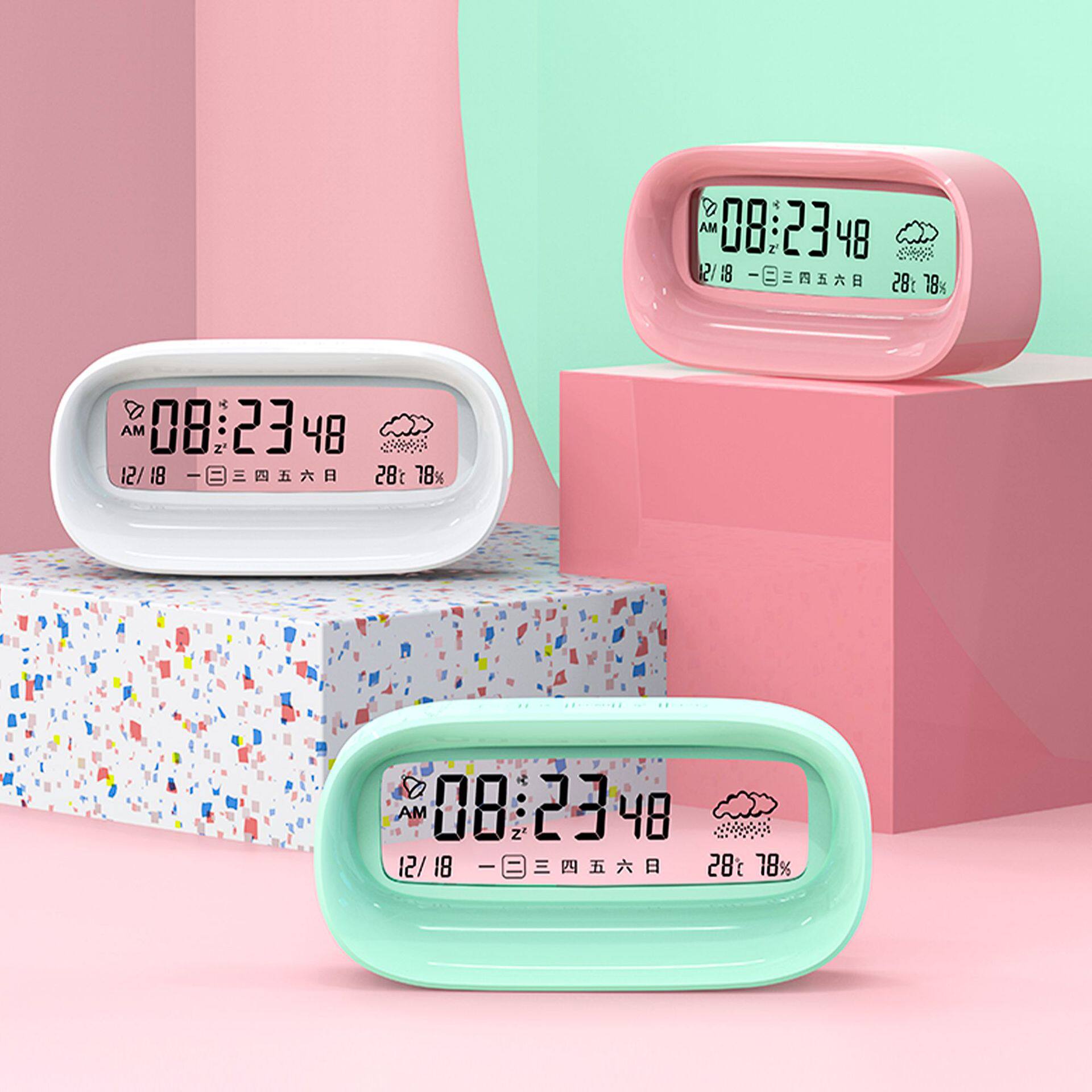 ins透明闹钟创意时钟电子钟学生女孩男孩男孩儿台钟