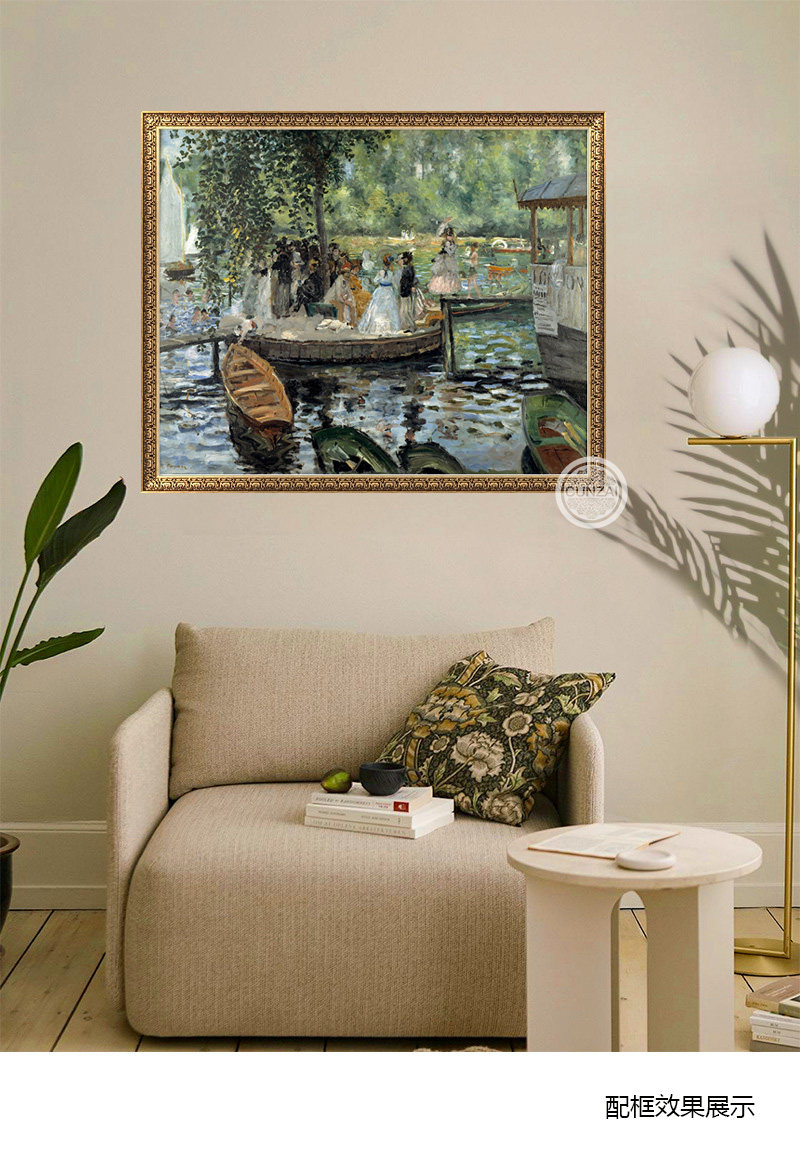 蛙塘风景装饰画书房玄关微喷艺术油画印象派雷诺阿现代装饰画