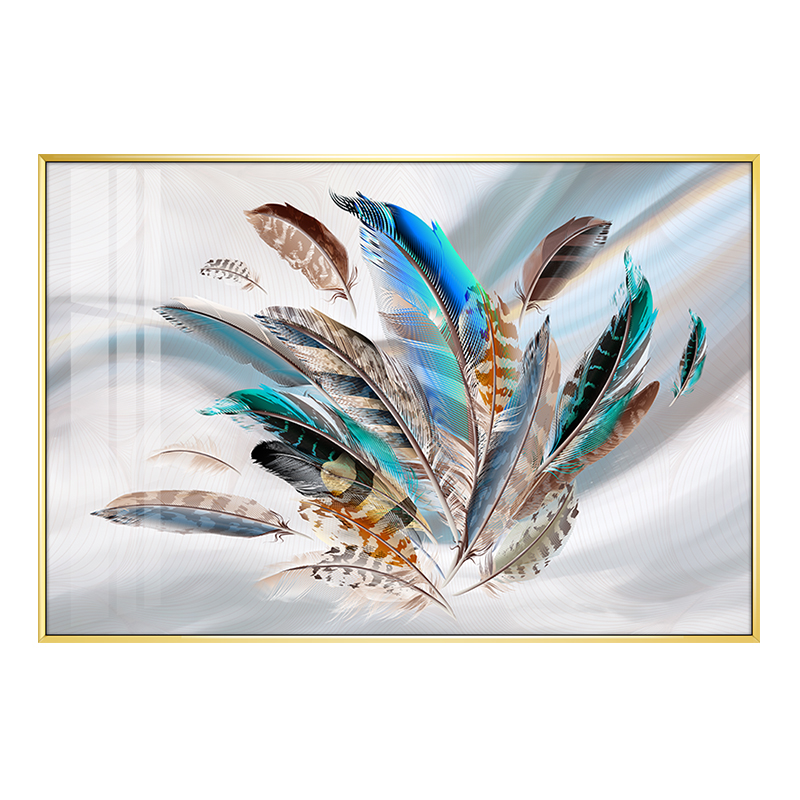 北欧卧室床头壁画简约现代创意背景墙餐厅挂画抽象羽毛客厅装饰画