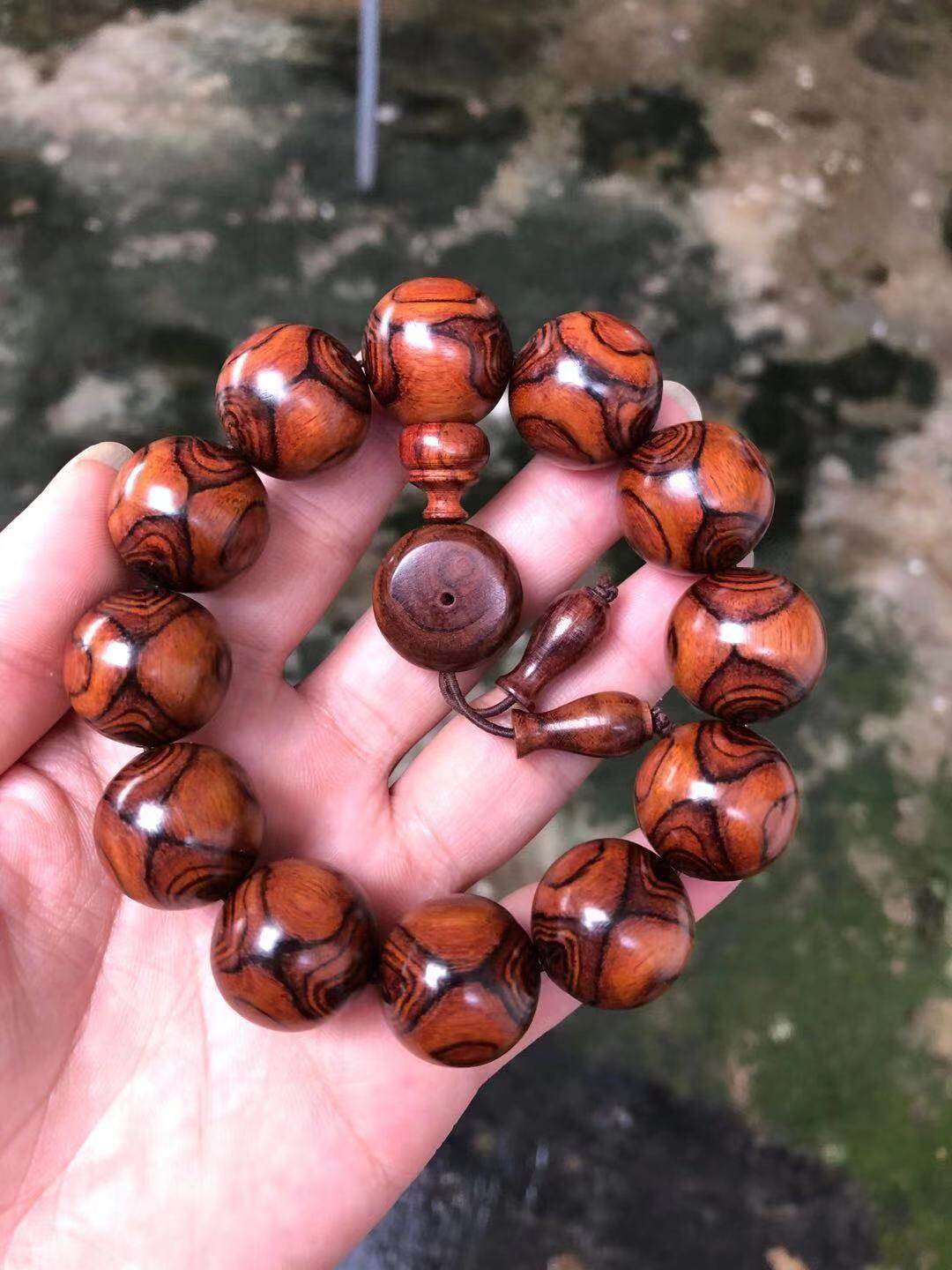 正宗海南黄花梨手串男女款鬼脸对眼海黄老文玩佛珠佛珠