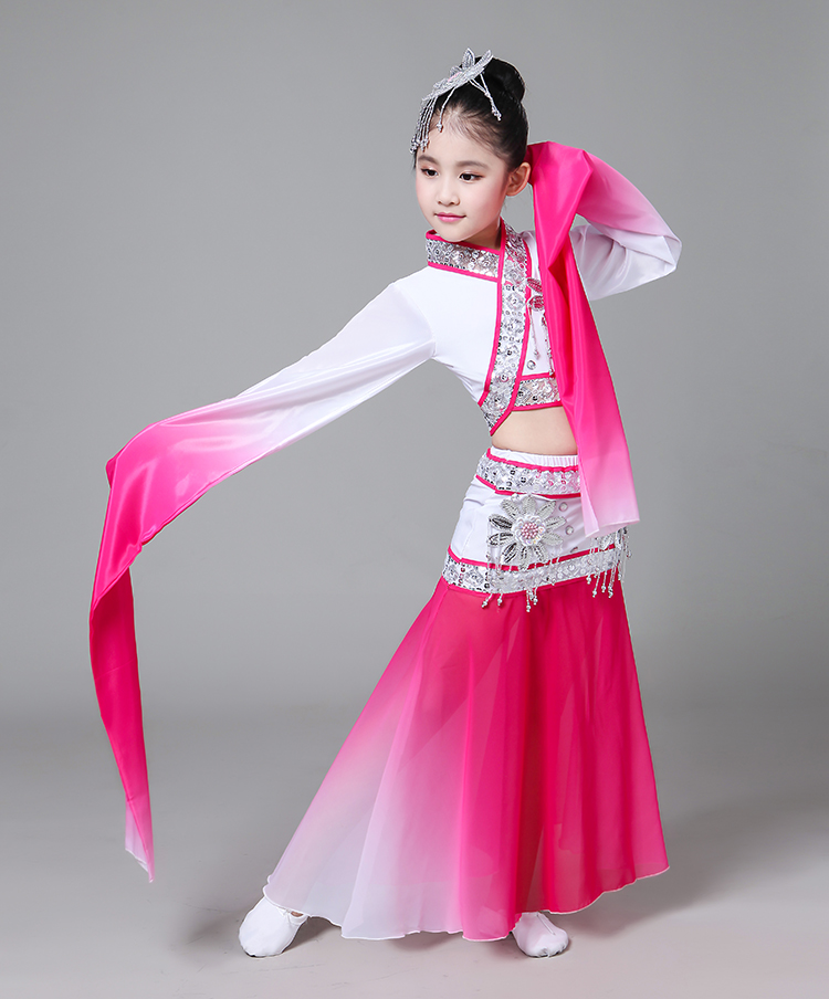 儿童甩袖古典舞表演出女童飘逸民族儿童演出服