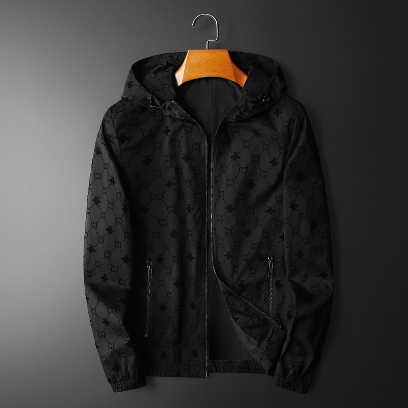 欧洲站春秋装新款连帽夹克衫男士潮流休闲植绒大码薄款外套男装帅