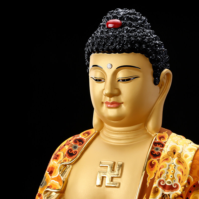 台湾精工彩绘释迦牟尼阿弥陀佛家用三宝如来如来佛佛像摆件