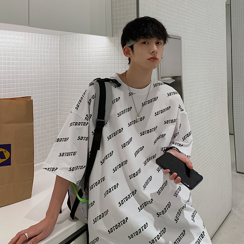 短袖男港风t恤ins潮流夏季设计感小众衣服男潮牌嘻哈宽松百搭半袖