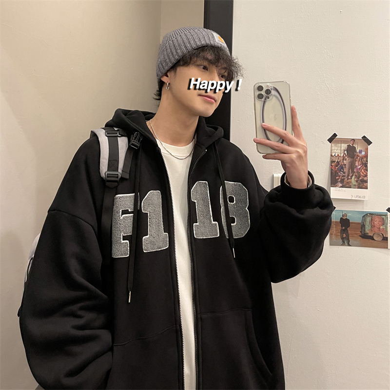 开衫卫衣男春季ins潮牌高街设计感小众外套春秋百搭oversize衣服