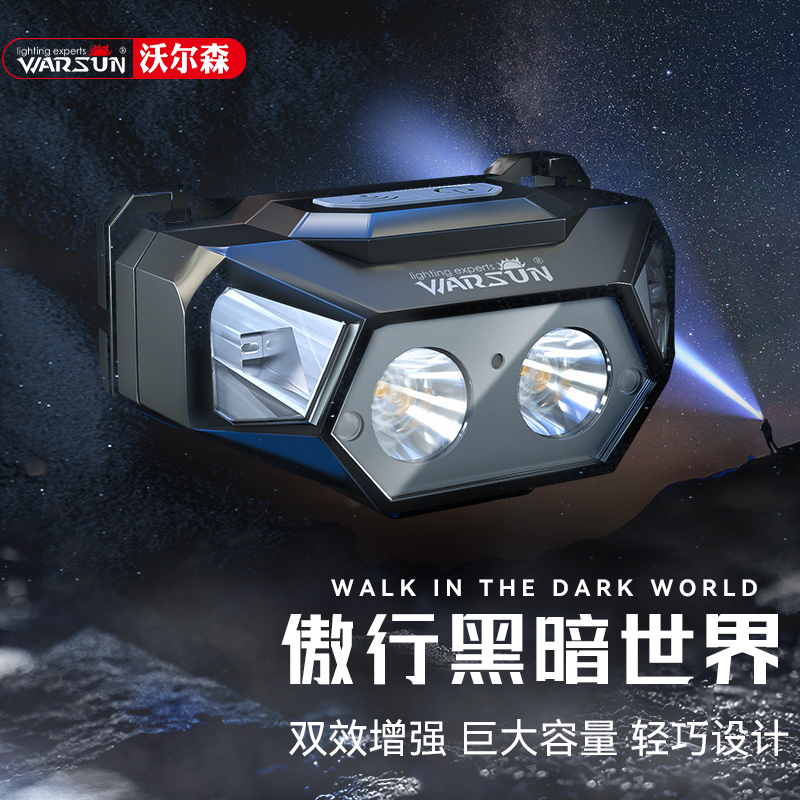 感应夜钓头灯钓鱼专用强光充电超亮户外头戴式照明灯超长续航小型