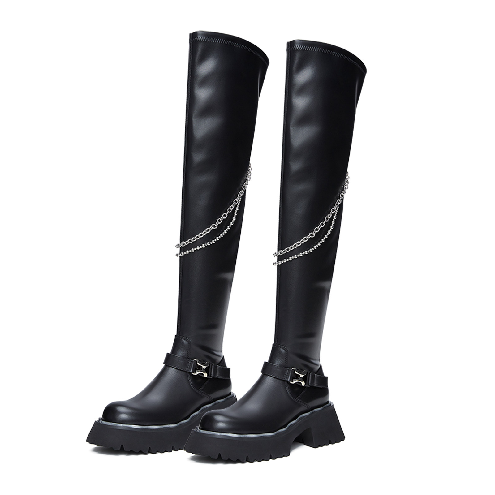 孙芮同款设计师品牌酥履sugarsu机能风波浪厚底超长弹力靴新品