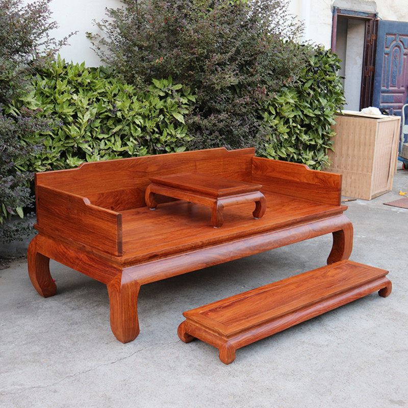 罗汉新中式成套脚踏榻亢苏梨实木花梨三板紫檀罗汉床