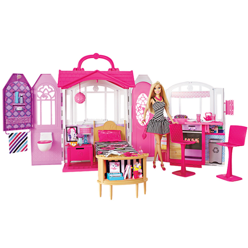 barbie芭比娃娃套装女孩公主大礼盒闪亮度假屋别墅城堡美人鱼衣橱