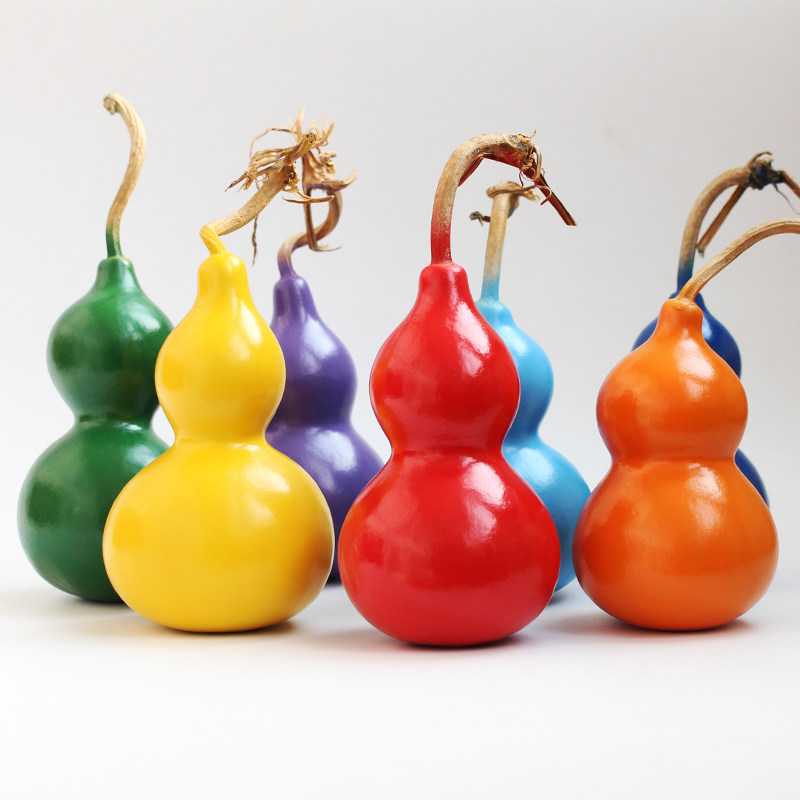 七彩葫芦娃挂件玩具天然葫芦舞蹈道具七色葫芦兄弟环保彩绘小葫芦