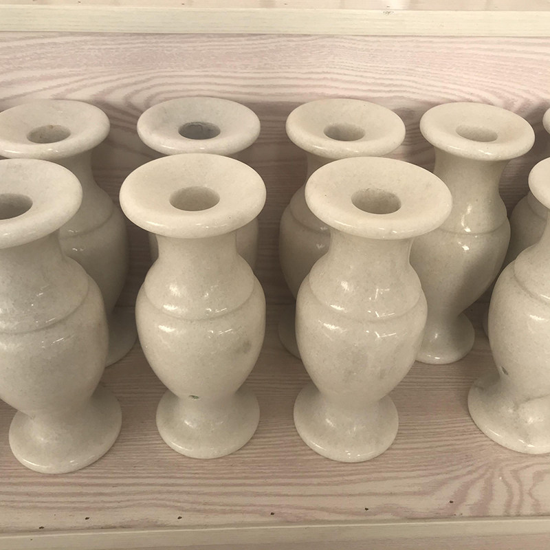 花瓶汉白玉墓地一对摆件石雕祭祀用品插花大理石花瓶