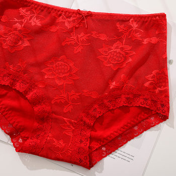 Deanfun/dieanfen zodiac ປີ underwear ແມ່ຍິງ boxer ມຸມຂະຫນາດນ້ອຍຝ້າຍ sexy ຕາຫນ່າງ wedding ໃນປີຂອງ monkey ສີແດງກາງແອວ