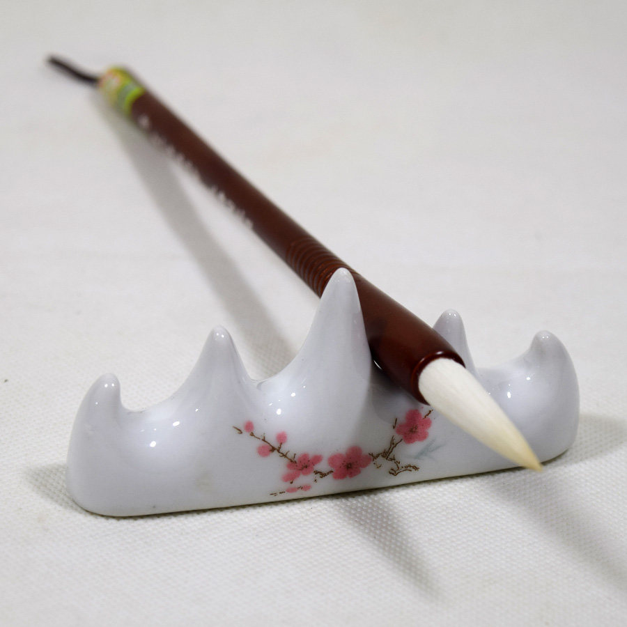 陶瓷毛笔架笔架五指山书法文房四宝用品山峰笔托印花笔架