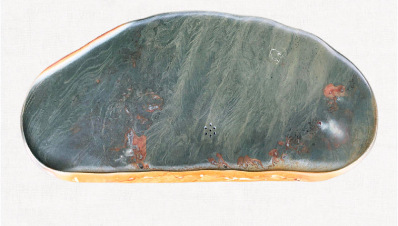 整块原石绿端石平板茶盘简单实用耐磨功夫功夫茶茶盘