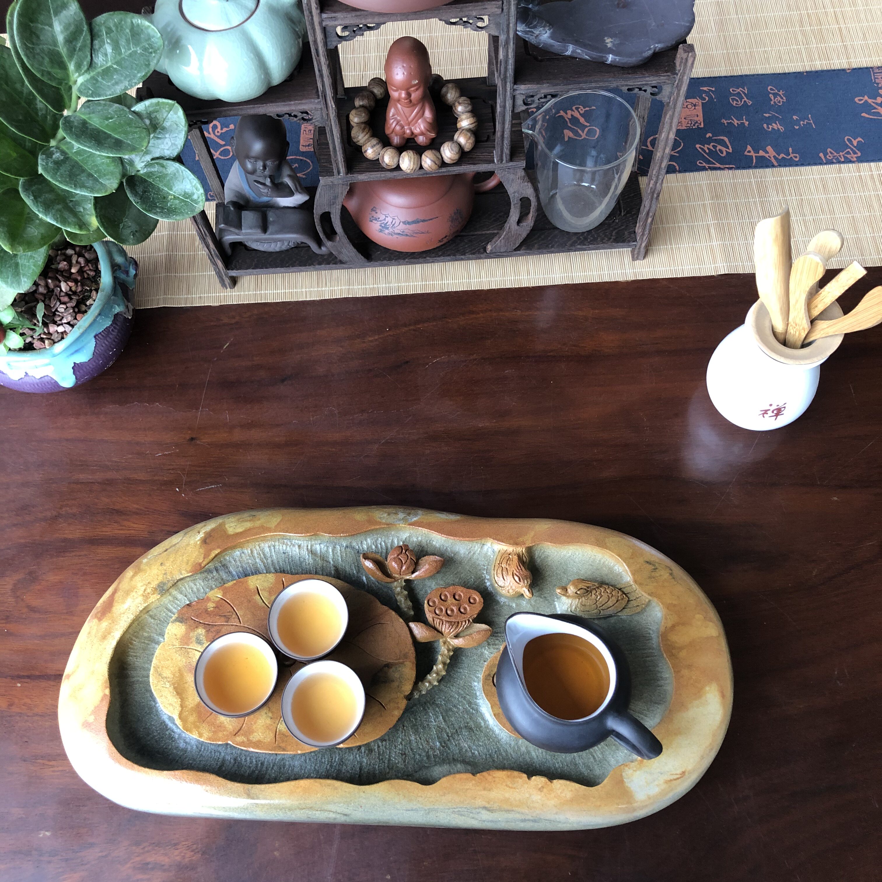 整块雕刻干泡耐存茶具功夫茶功夫山水砚石创意茶盘