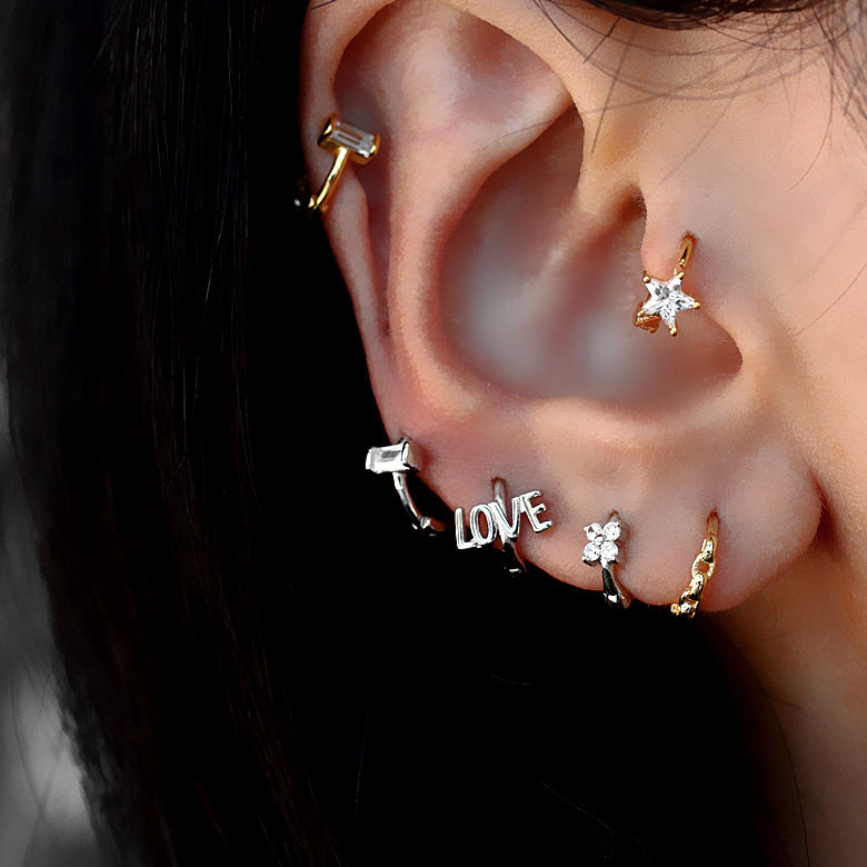耳骨环迷你耳扣泫雅小花星星love软骨耳环2019款耳环