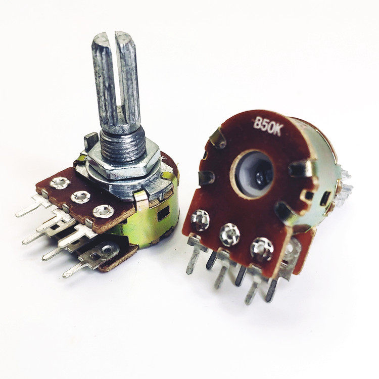 wh148双联电位器6脚b50kb100k柄长20mm可调电阻电位器