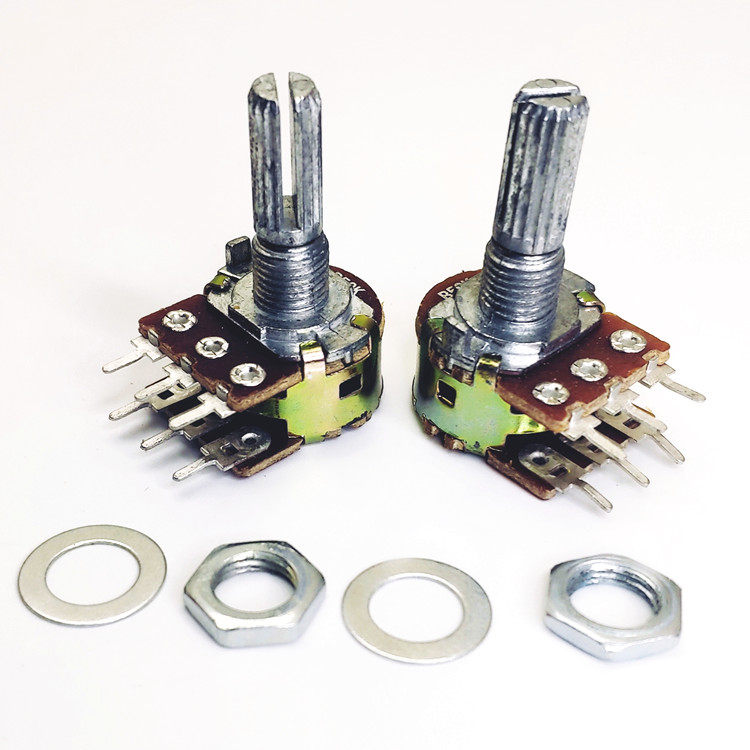 wh148双联电位器6脚b50kb100k柄长20mm可调电阻电位器
