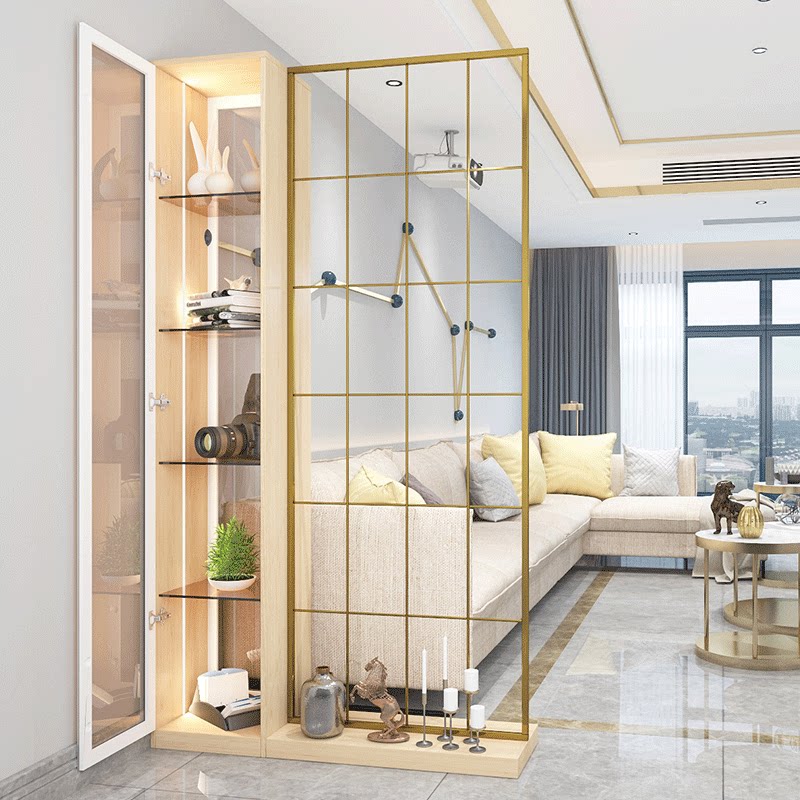 意式轻奢酒柜鞋柜一体现代玻璃玻璃柜柜门隔断门厅