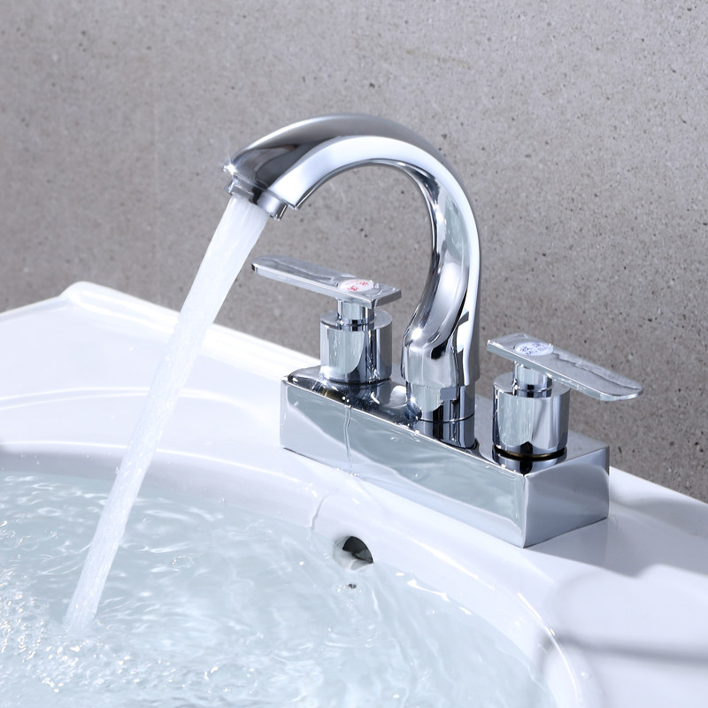 出水可旋转双孔三孔面盆冷热水龙头浴室柜洗手池面盆双开关混水阀