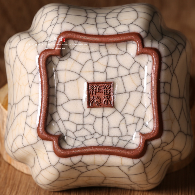 传世哥窑精品手工花口杯单杯 叶维德大师品茗杯 龙泉窑青瓷主人杯