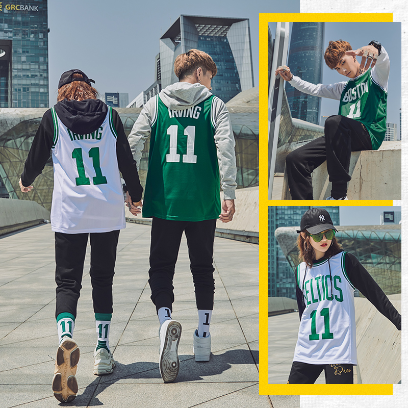 凯尔特人篮球服情侣运动套装宽松球衣背心卫衣男女跑步休闲套装