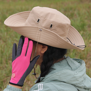 渔夫帽女夏秋透气防晒帽大檐西部牛仔帽遮阳帽子徒步户外登山帽男