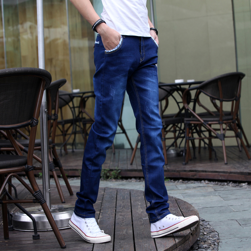 夏季弹力修身男士牛仔裤男直筒男裤休闲长裤子春秋薄款小脚潮男装